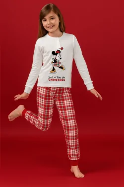 Pigiama bambina Disney caldo natalizio – Minnie e quadri
