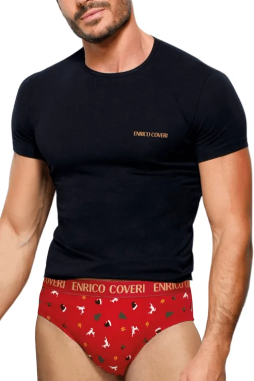Conjunto de ropa interior navideña azul para hombre: cómodo y listo para regalar.