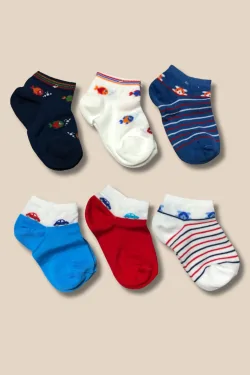 Calze corte baby maschietto leggere – 6 paia colorate