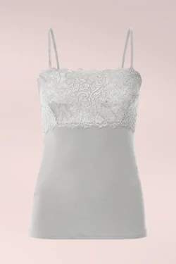 Canottiera Donna Spallina Sottile con Pizzo – Fibra Naturale Made in Italy