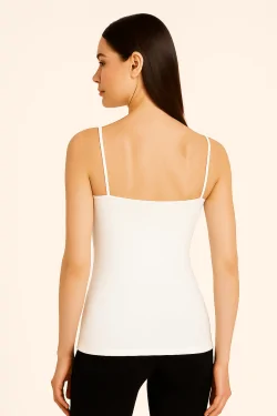 Canottiera Donna Spallina Sottile con Pizzo – Fibra Naturale Made in Italy