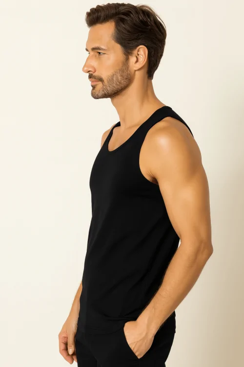 Camiseta sin mangas de bambú transpirable e invisible para hombre.