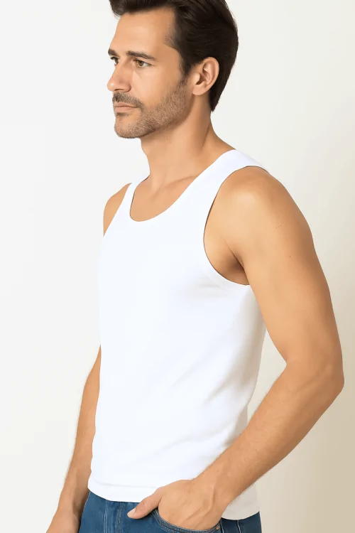 Camiseta sin mangas de bambú transpirable e invisible para hombre.