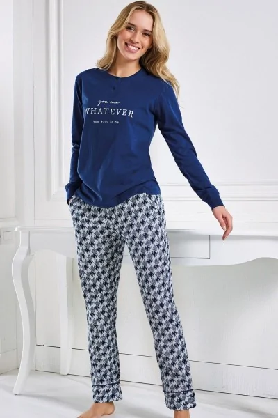 Pigiama cotone donna con stampa e fantasia geometrica