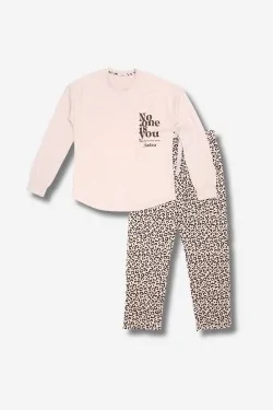 Damen-Baumwollpyjama mit Muster und gepunkteter Hose