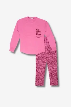 Damen-Baumwollpyjama mit Muster und gepunkteter Hose