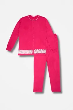 Pyjama en modal pour femme avec dentelle et boutons - Élégant et confortable