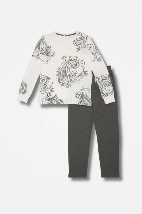 Pyjama femme en jersey doux brossé avec poches
