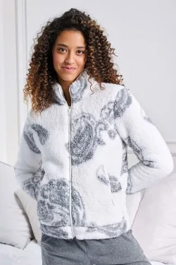 Veste chaude pour femme en sherpa effet peluche