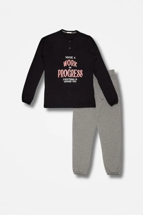 Women's cotton pajamas with seraph and flock print