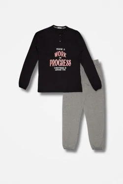 Pijama de algodón para mujer con estampado de serafines y flocados