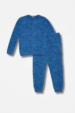 Pijama cálido de mujer con estampado y puños – LadyC