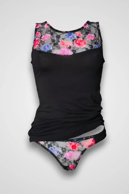 Ensemble élégant pour femme en coton et tulle fleuri