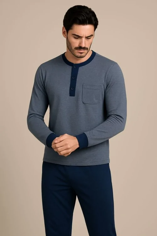 Pijama de verano para hombre en algodón ligero y transpirable.