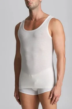 Camiseta de tirantes de lana y meraklon para hombre: cálida y sin volumen