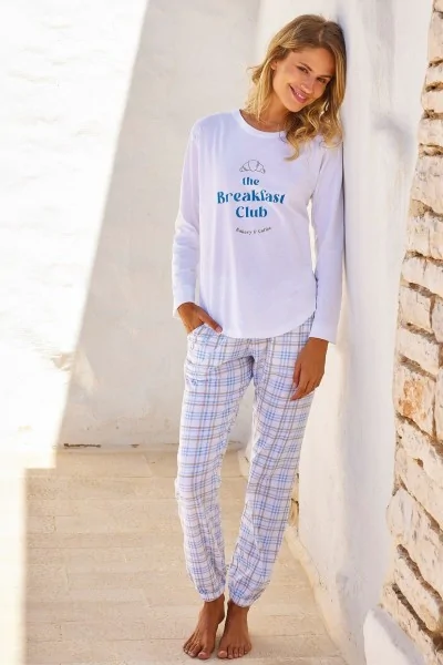 Pigiama cotone donna comodo con pantaloni scozzesi