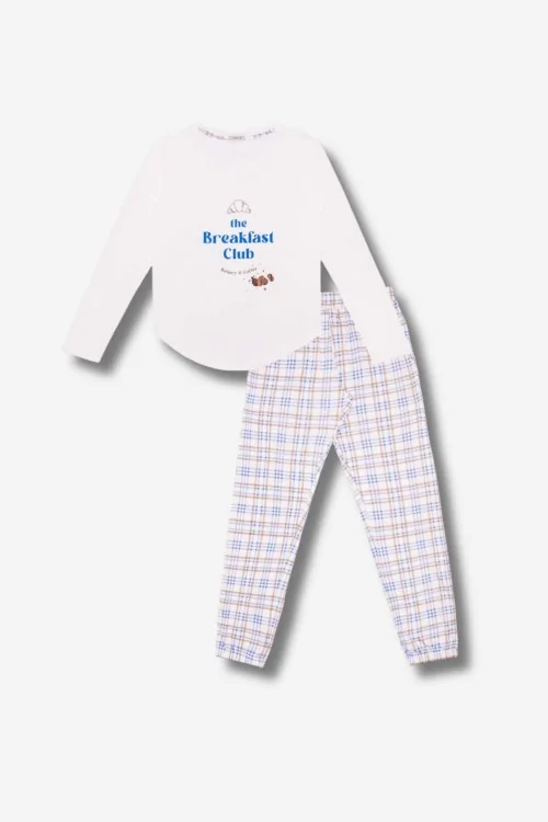 Pijama cómodo de algodón para mujer con pantalón a cuadros.