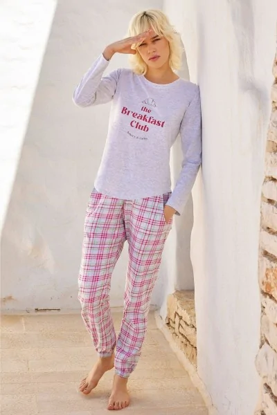 Pigiama donna comodo con pantaloni scozzesi