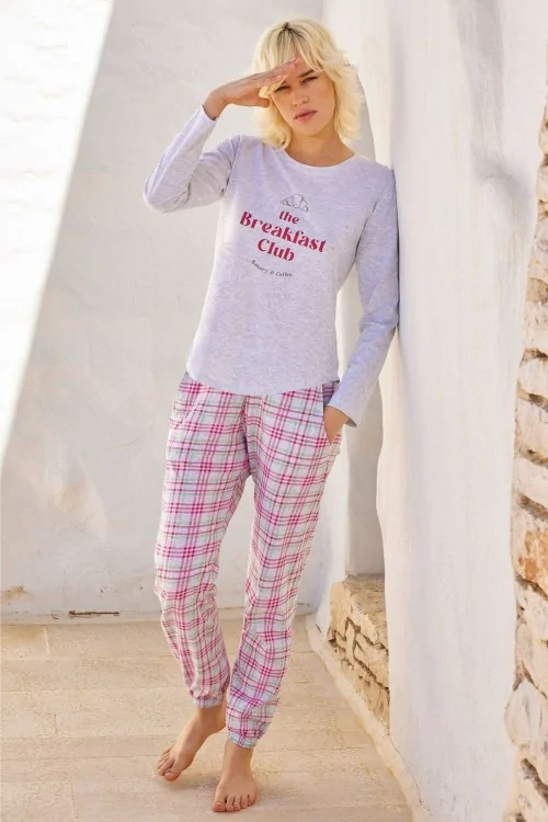 Pigiama donna comodo con pantaloni scozzesi