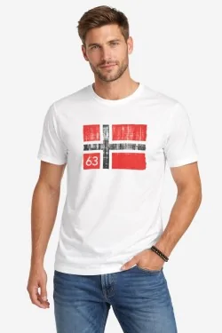 Baumwoll-T-Shirt mit Flaggenprint – Bequemer und lässiger Stil