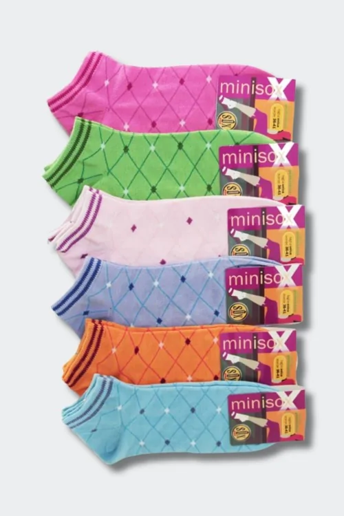 Stretch-Baumwollsocken für Damen – 6 farbenfrohe Paare