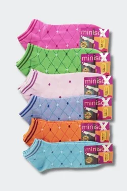 Stretch-Baumwollsocken für Damen – 6 farbenfrohe Paare