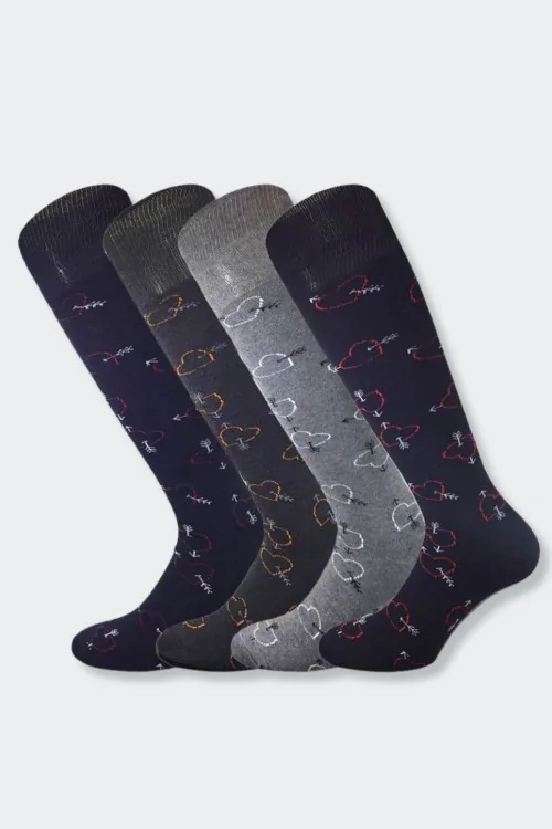 Calcetines largos y cálidos de algodón para hombre con estampado de corazones: cómodos