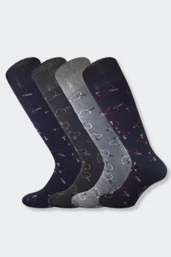 Lange, warme Baumwollsocken für Herren mit Herzmuster – Bequem