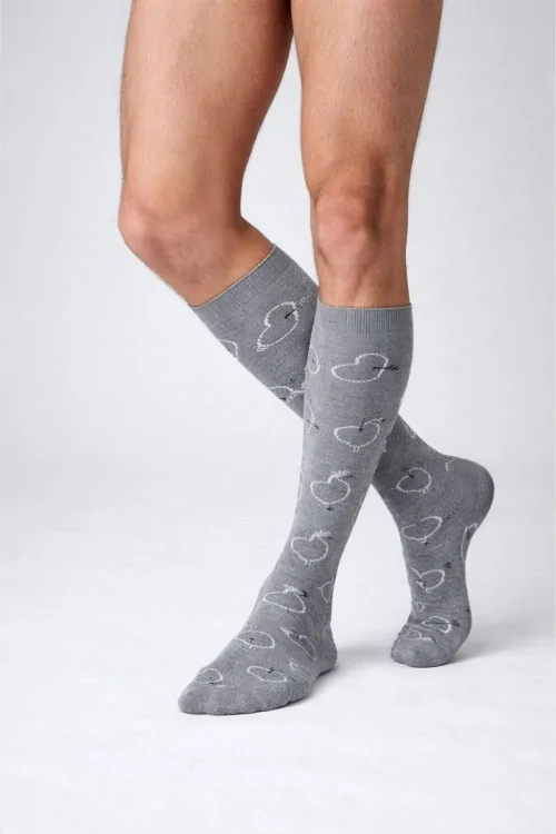 Lange, warme Baumwollsocken für Herren mit Herzmuster – Bequem