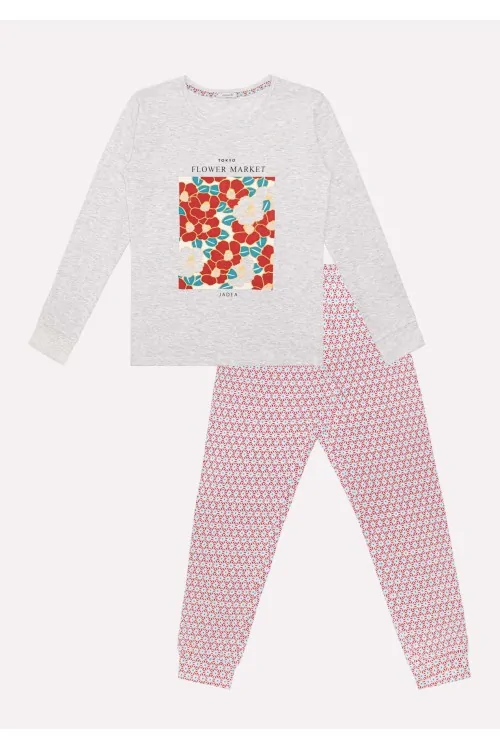 Pigiama in cotone jersey fantasia floreale serie Basilico JADEA