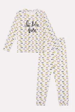 Langer Baumwollpyjama mit Bündchen, warm und nicht eng