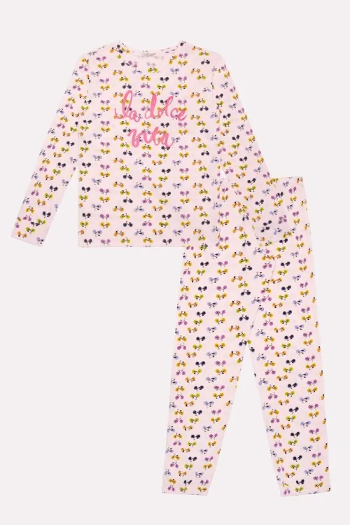 Pijama largo de algodón con puños, calentito y no apretado.