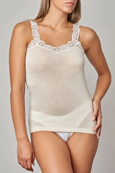 Débardeur en laine et soie avec dentelle – élégant et confortable.