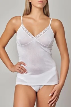 Top en coton côtelé avec dentelle – Frais, ne laisse pas de traces, élégant