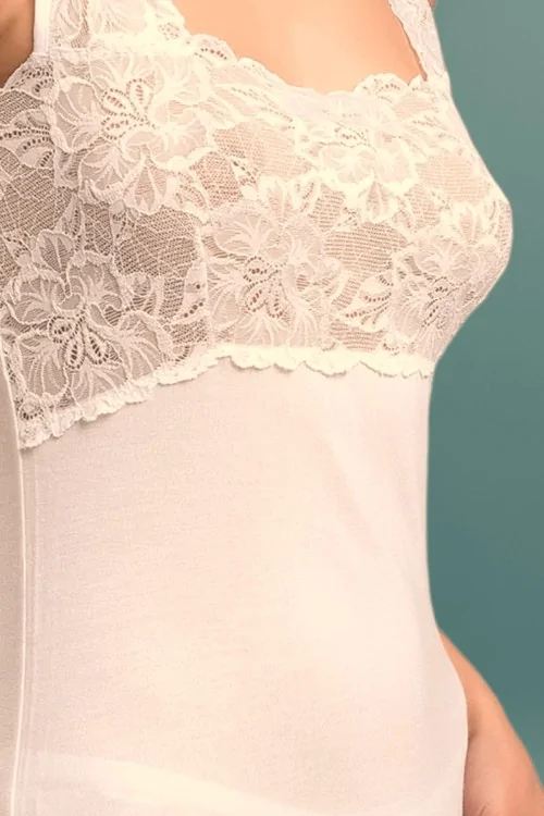 Canotta Donna con Spalla in Pizzo Elasticizzato – LANA COTONE