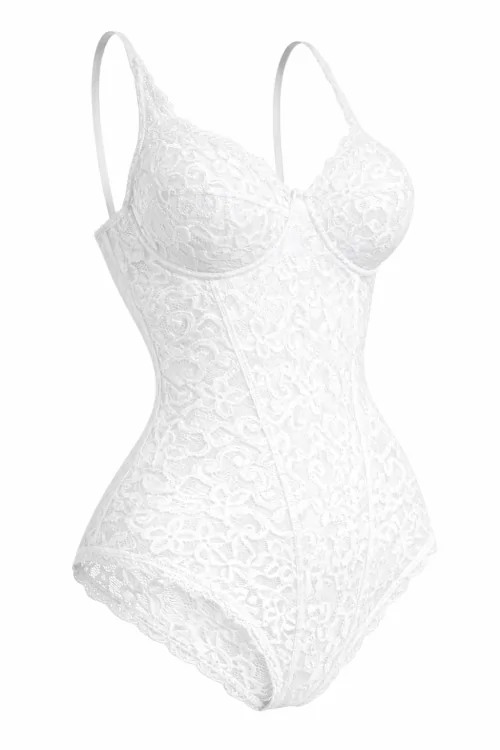 Body pour femme en dentelle extensible avec doublure en coton