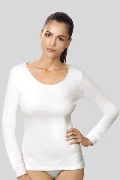 Pull en maille interlock de coton à manches longues pour femme