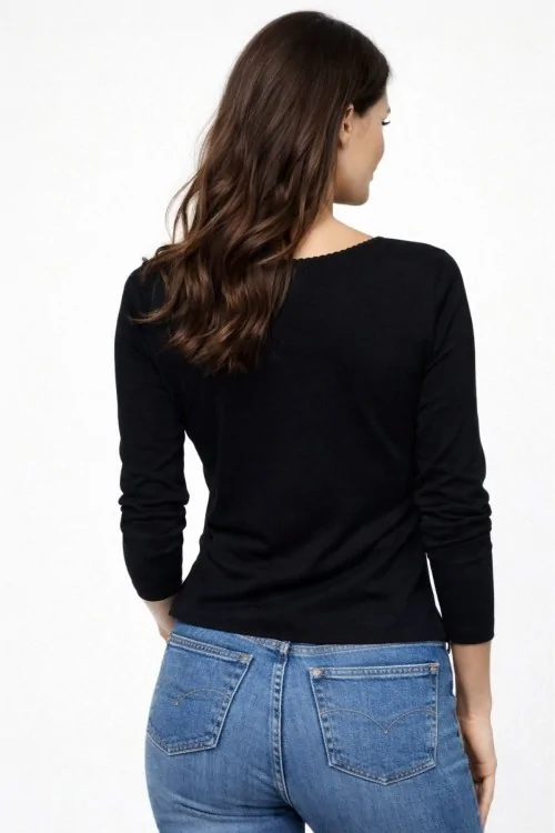 Maglia donna manica lunga in cotone interlock