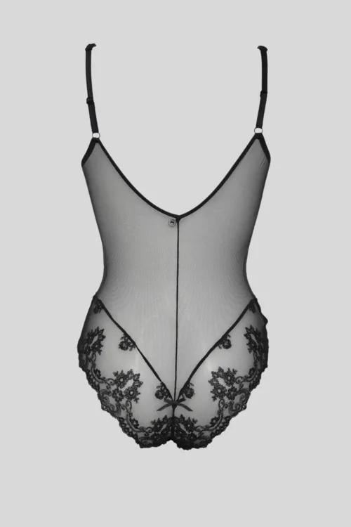 Body trasparente effetto seconda pelle con ricami sensuali