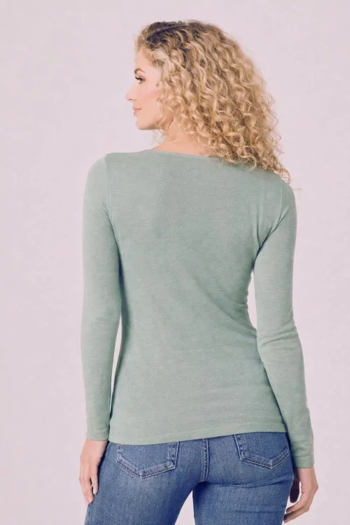 MODAL ET CACHEMIRE - Pull ajusté à manches longues pour femme
