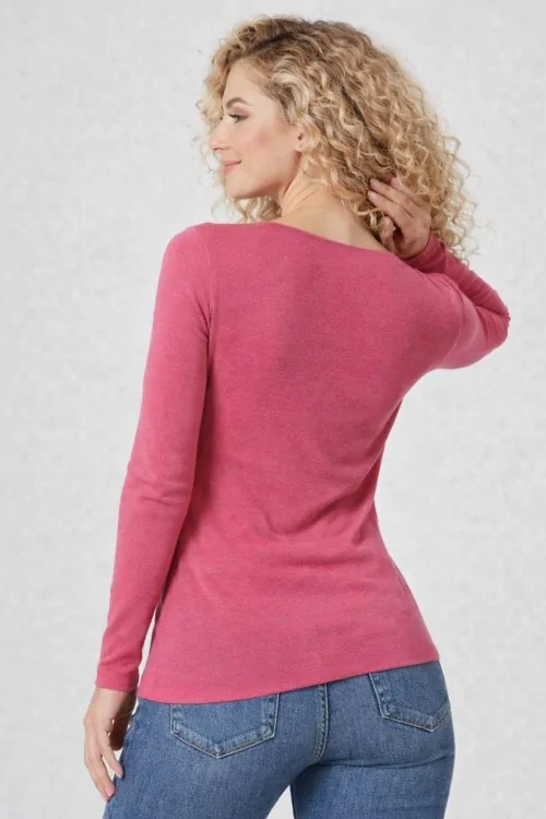 MODAL ET CACHEMIRE - Pull ajusté à manches longues pour femme