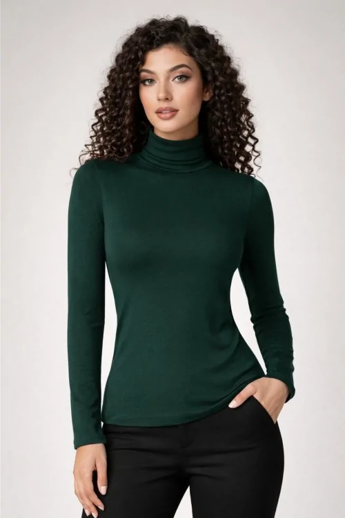 JADEA - Pull col roulé LADYC en modal et cachemire doux au toucher
