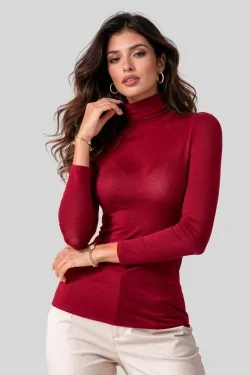 JADEA - Pull col roulé LADYC en modal et cachemire doux au toucher