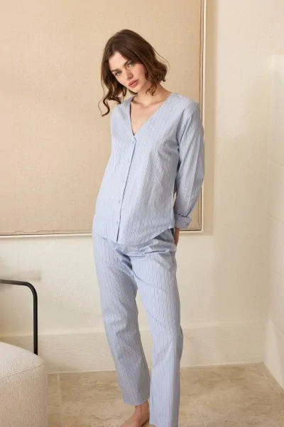 Pigiama cotone donna a righe comodo