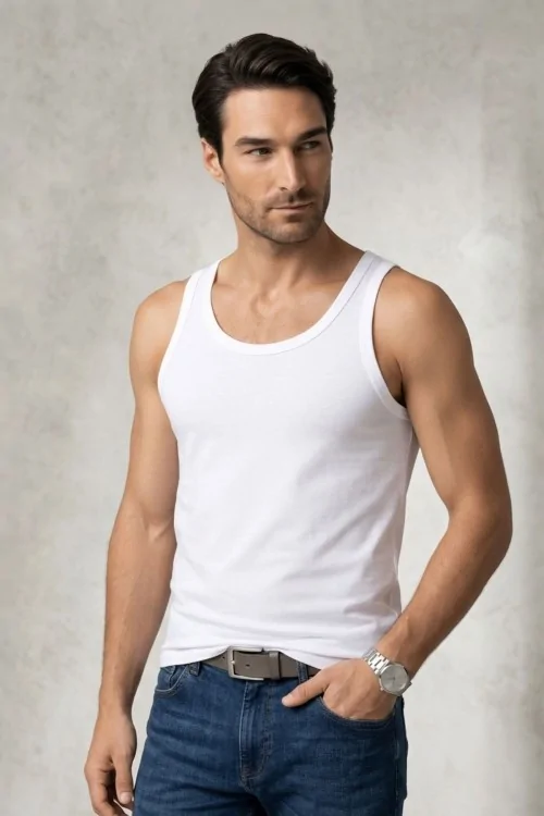 Herren Tank Top aus gekämmter Baumwolle - engt nicht ein und ist atmungsaktiv