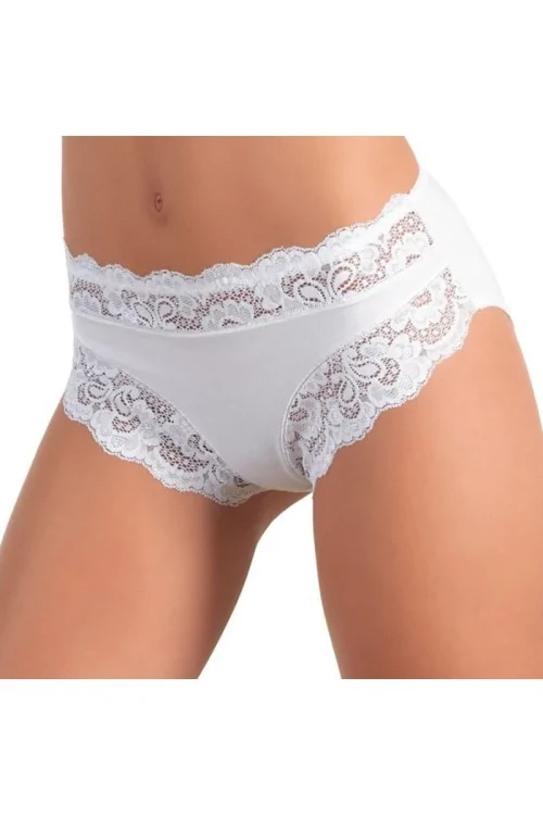 Cotton and modal briefs with midi lace JADEA