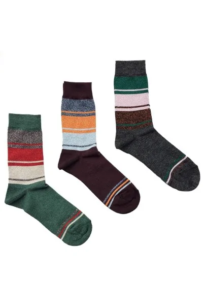 (3 pares) Calcetines calentitos de algodón MASK-SOCK con bandas de lúrex