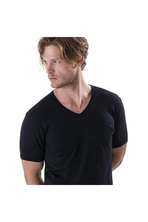 FILO DI SCOZIA - T-shirt col V en fil 100% naturel