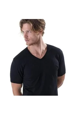 FILO DI SCOZIA - T-shirt col V en fil 100% naturel