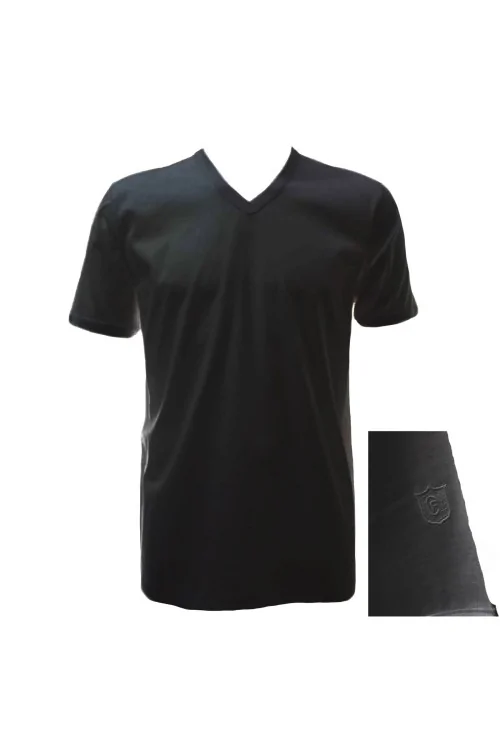 FILO DI SCOZIA - T-shirt col V en fil 100% naturel